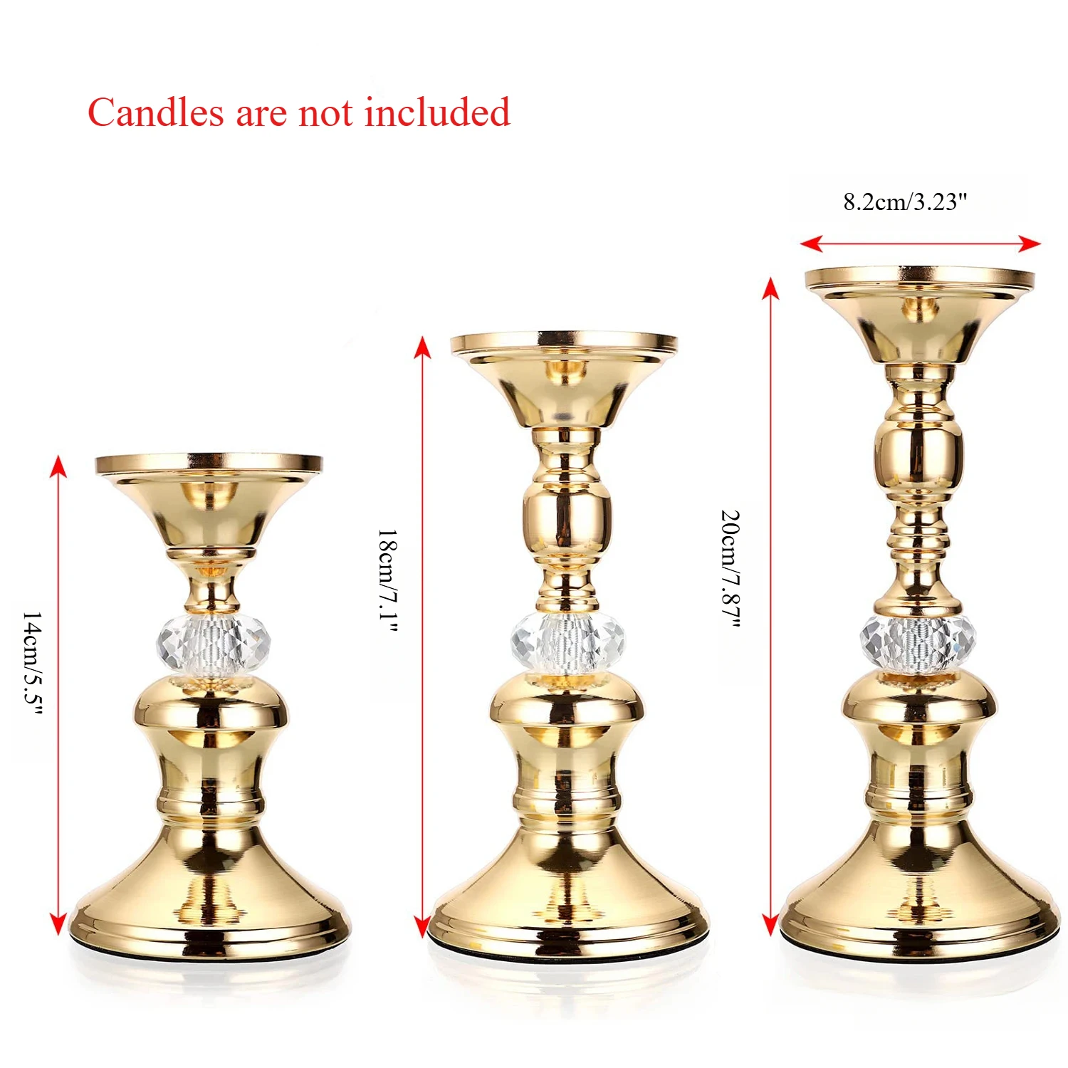 

Набор золотых металлических подсвечников 3 шт