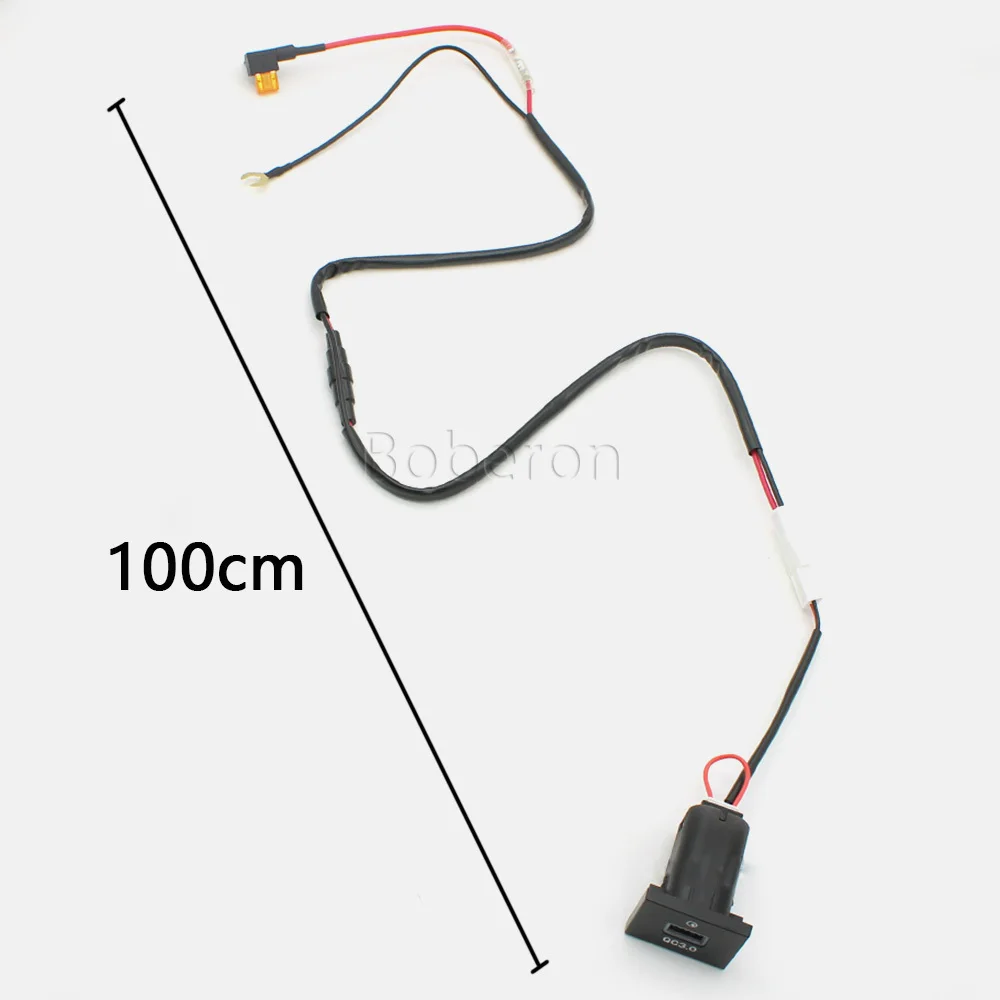 Фото Автомобильный зарядный порт USB QC3.0 12В/24В с предохранителем, быстрое зарядное устройство для телефона, адаптер для Ford Focus, черный цвет. №3