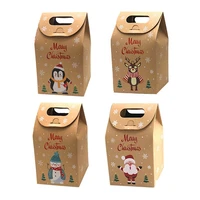 24pcs christmas candy box snowflake kraft paper bag 4 cartoon christmas candy box handbag candy bag