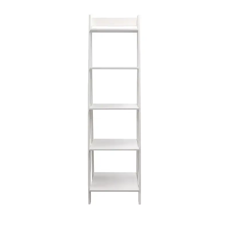

Solid Wood 5 Shelf Ladder Bookcase White