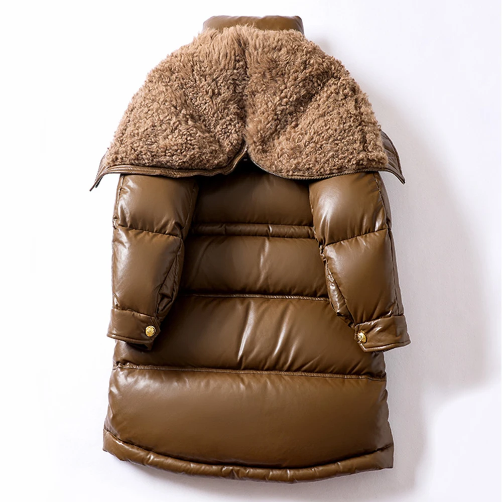 Утолщенное теплое женское водонепроницаемое пальто из искусственной кожи с