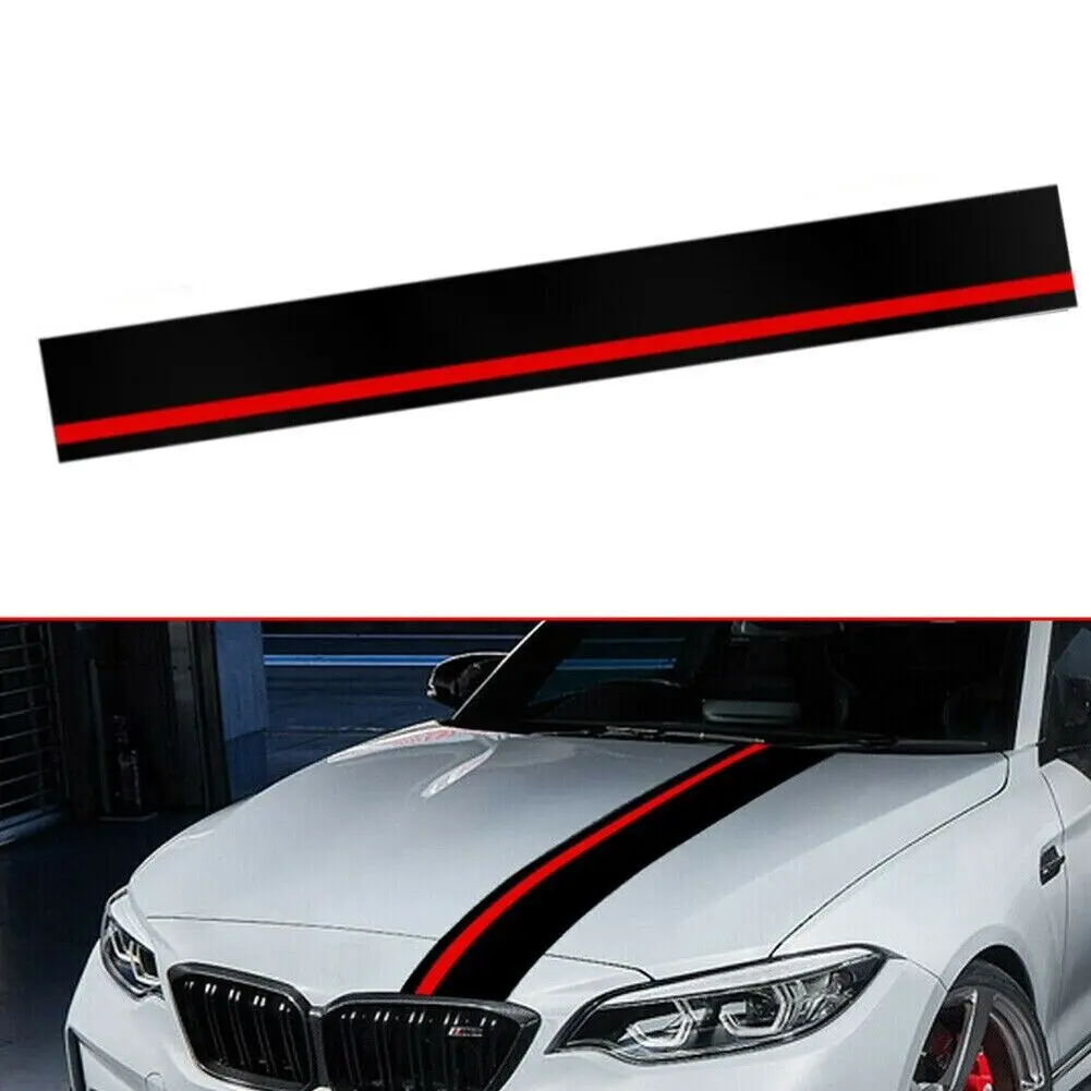 

Fits Stripes Vinyl Decal Front Hood Decal Vinyl Matte Black Red Reflective Trim