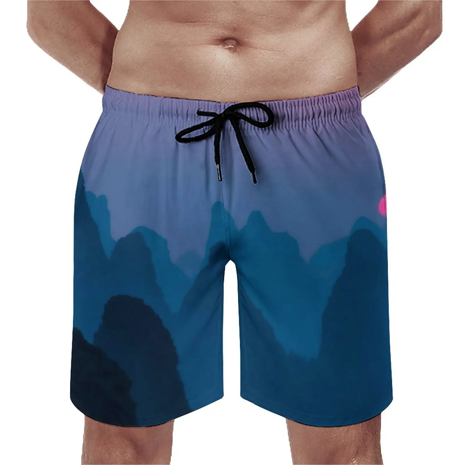 

The Mountains Art Gym Shorts Sunset Print Casual Board Short Pants Graphic Sports Fitness Fast Dry Swim Trunks Birthday Present