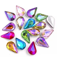 high quality 8x13mm drop shape color ab point back crystal glass stone glue on rhinestones diy jewelry making nail