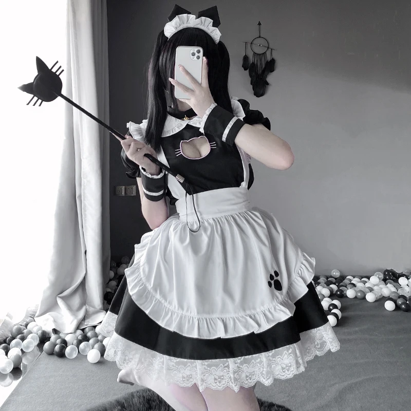 

Cute Maid Costume Cosplay Sexy Open Chest Black And White Maid Dress Role Play Outfit Anime Kawaii Uniform Temptation Suit Women