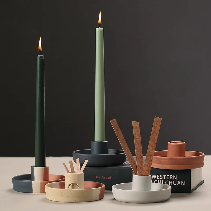

Nordic Style Candlestick Holder Handmade Pottery Candle Taper Holder Wedding Centerpieces for Tables Home Decoration