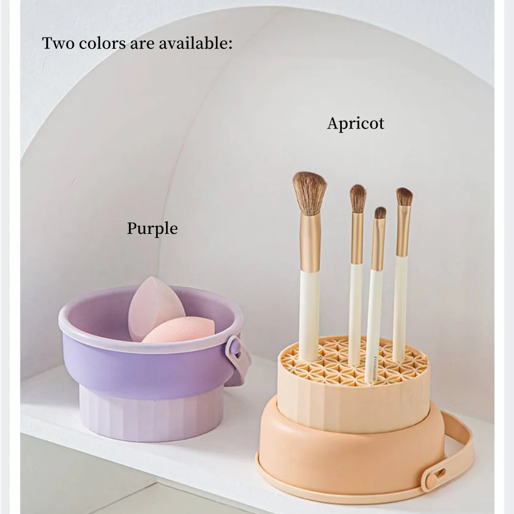 Силиконовый Очиститель Кистей Для Макияжа 3-в-1 С Лотком Хранения И Сушки