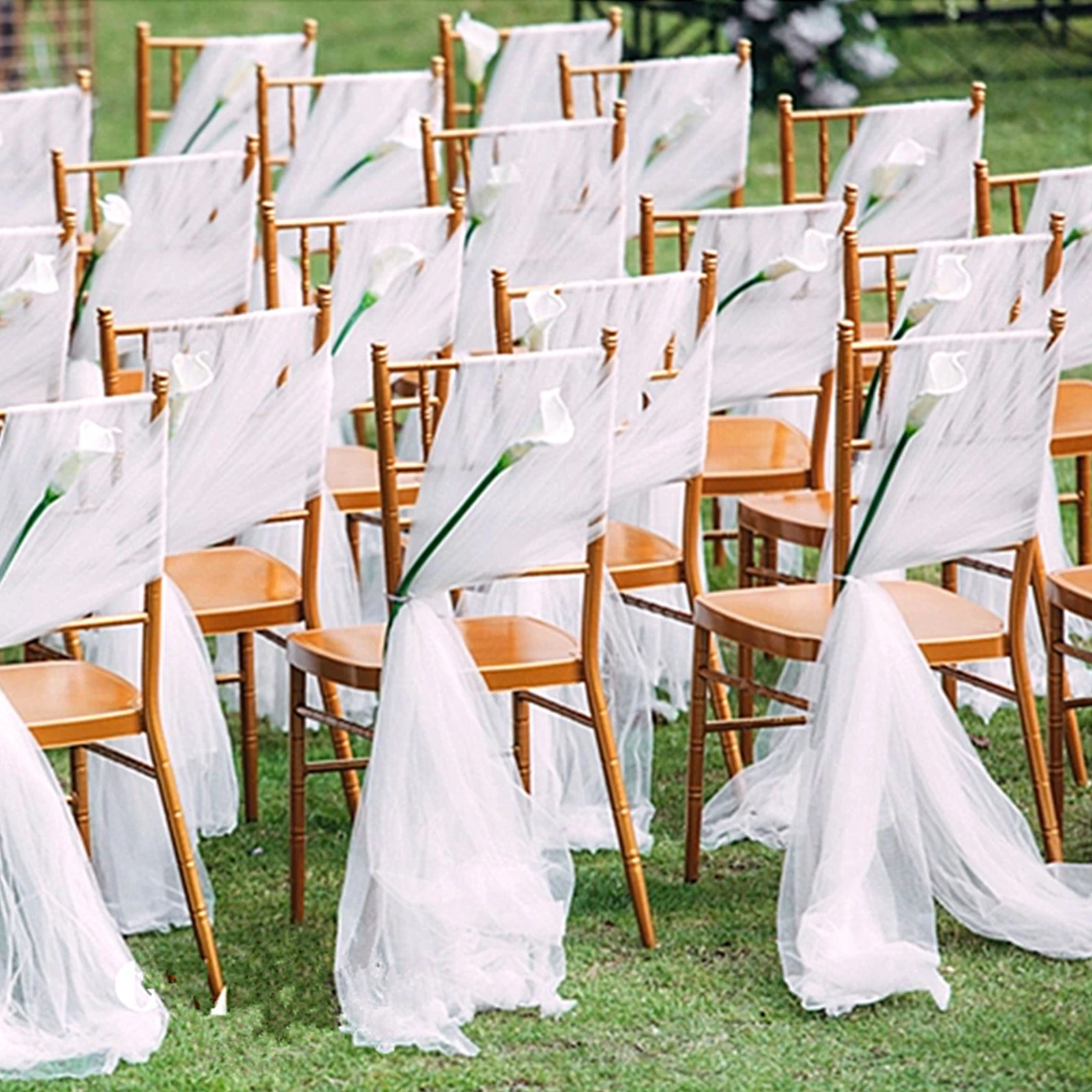 

Wedding Chair Decor Sashes Wedding Hotel Party Chair Streamer Wedding Arch Draping Fabric Organza Decor Yarn