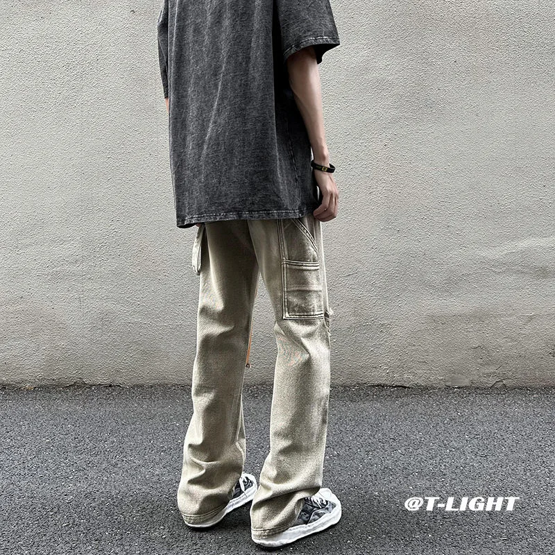 Summer Hole Graffiti Jeans Men's Fashion Casual Straight Jeans Mens Streetwear Hip Hop Loose Ripped Denim Trousers Men M-3XL