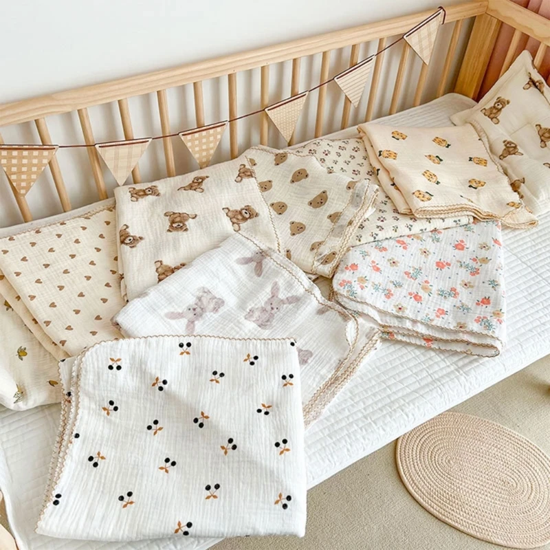 

Baby-Swaddle Blanket Soft Baby-Quilt Cute Cartoo Print Muslin Swaddle Blanket Newborns Swaddling Wrap Receiving Blankets A2UB