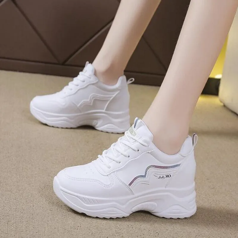 

2023 Spring Autumn Women's White Shoes Sneaker Thick-Soled Casual Shoes Increased Women's Shoes Single Shoes Zapatillas Mujer