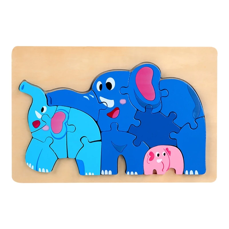 

N80C 3D Puzzle Cartoon Animal Jigsaw Puzzles Shape Color Sorting Toy Learning Tangrams Preschool Kids Educational Puzzle Gift