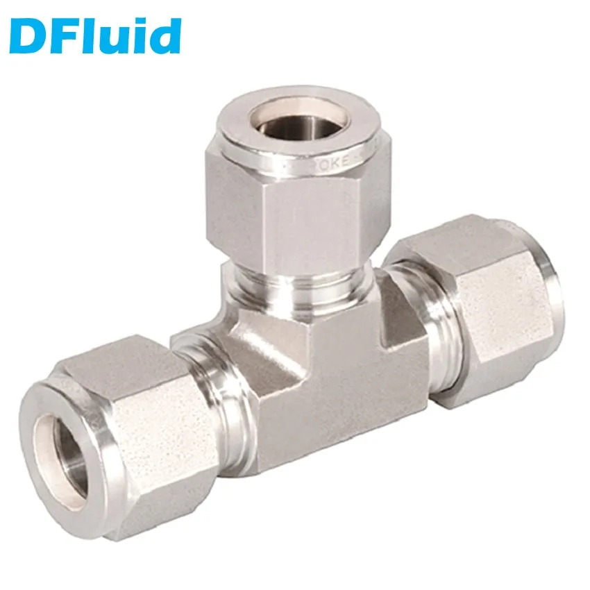 1 pcs Tube Fitting TEE Union Reducing Connector 1/8 1/4 3/8 1/2 3/4 3 4 6 8 10 12mm 3000psi 316 Stainless Steel replace Swagelok