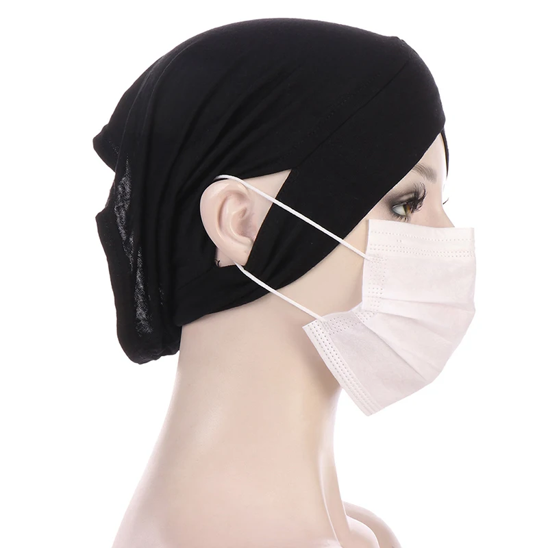 Muslim Inner Hijab Cap for Women Forehead Cross Elastic Turban for Islamic Women Head Scarf Hijab Undercaps for Woman Headcover