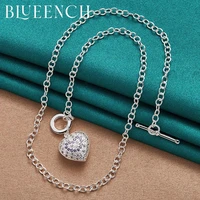 blueench 925 sterling silver purple zircon heart peach pendant ot buckle necklace for women wedding fashion jewelry