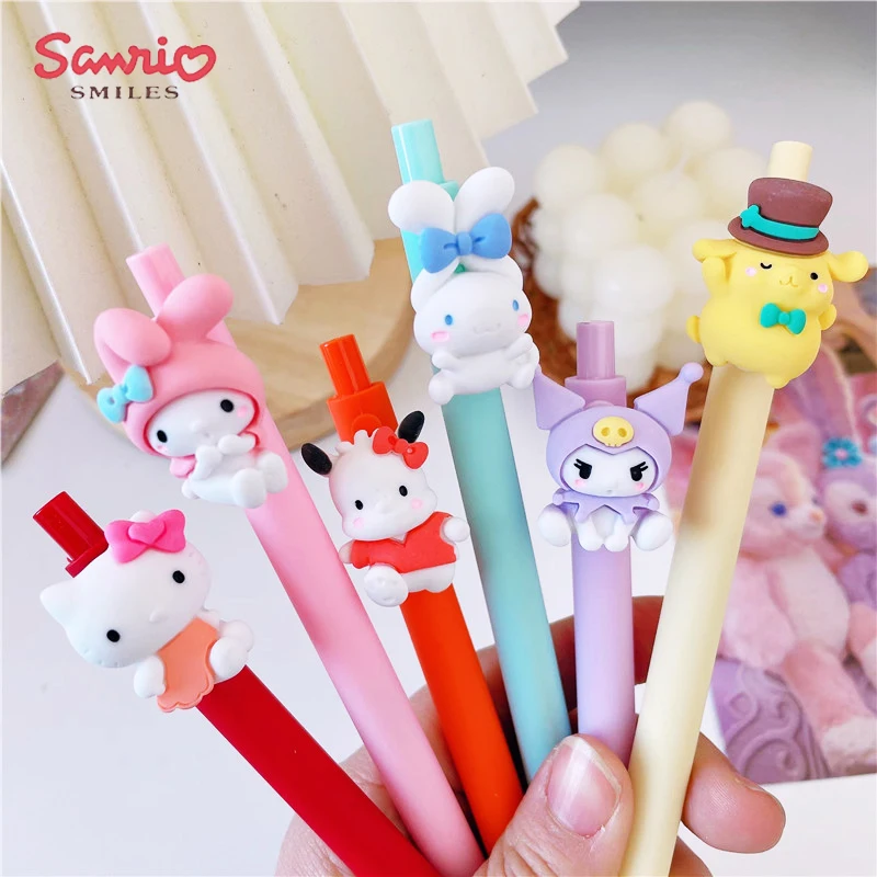 

Sanrio Cute Cartoon Signature Pen Student Push Type Kuromi Pochacco Black Pen 0.5Mm Kawaii Pens Cute Stationery School Supplies