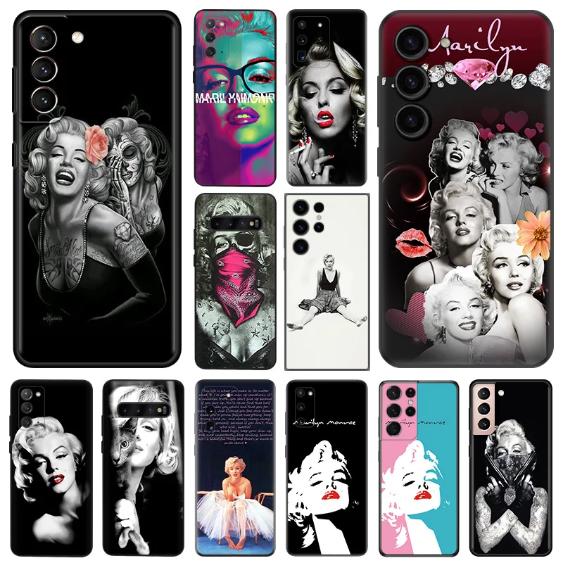 Чехол для телефона Samsung Galaxy S23 S22 5G S21 S20 FE S10 Plus Note 20 Ultra 10 9 Marilyn Monroe, черный мягкий противоударный чехол