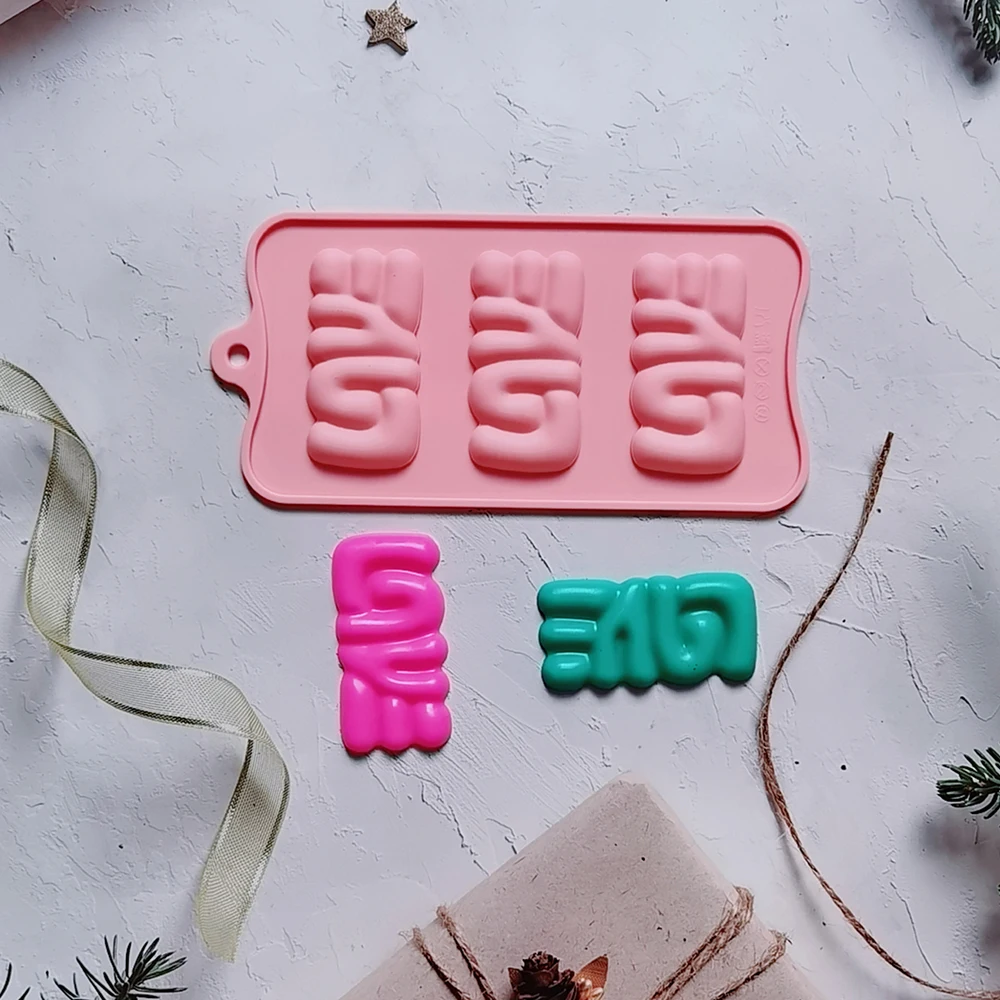 

3 Hole Chocolate Silicone Mold DIY Cake Biscuit Jelly Ice Baking Love Ietter Mould Valentine's Day Gifts Soap Making