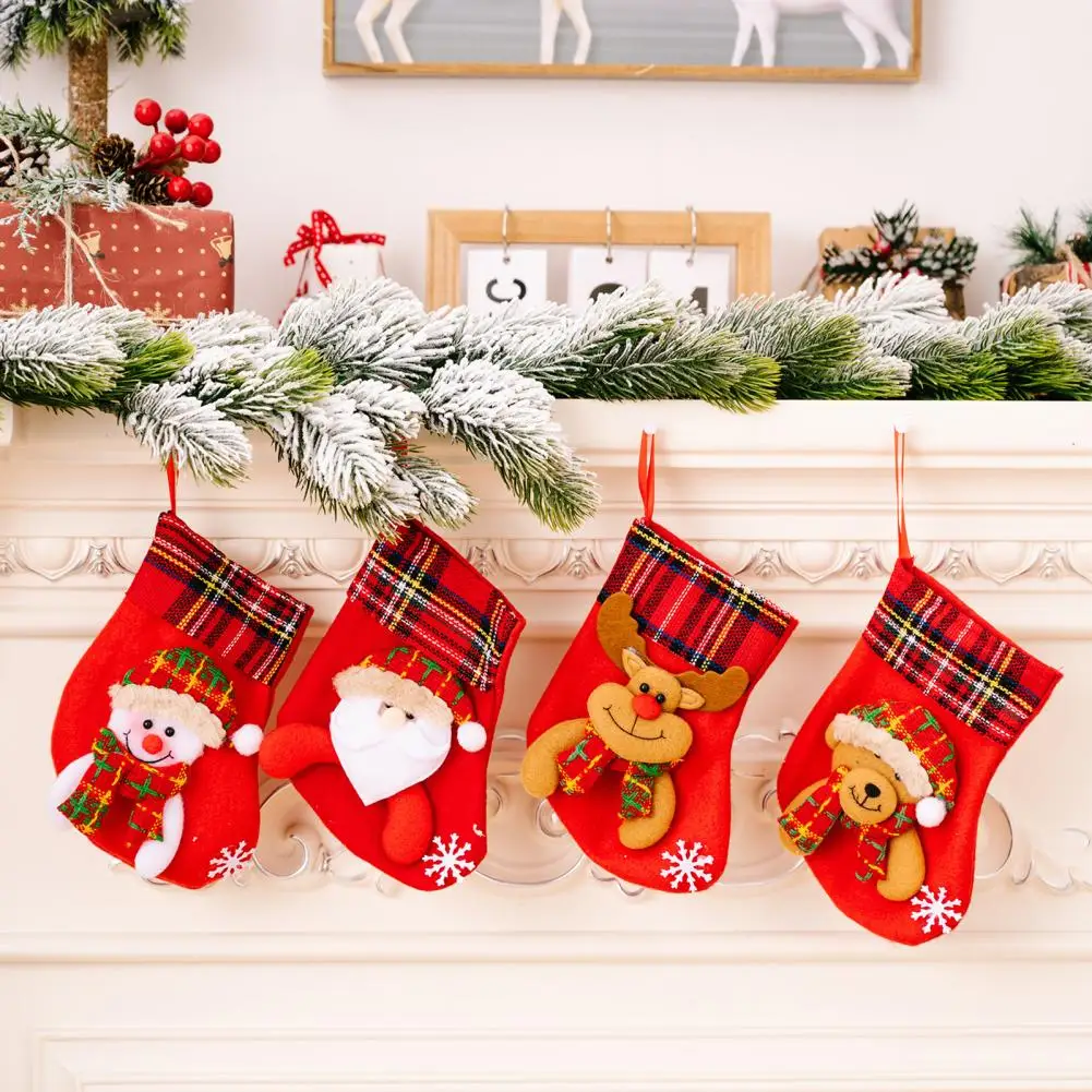 

Christmas Stocking Lightweight Christmas Gift Bag Wide Opening Festival Prop Delicate Xmas Tree Sock Gift Bag Pendant