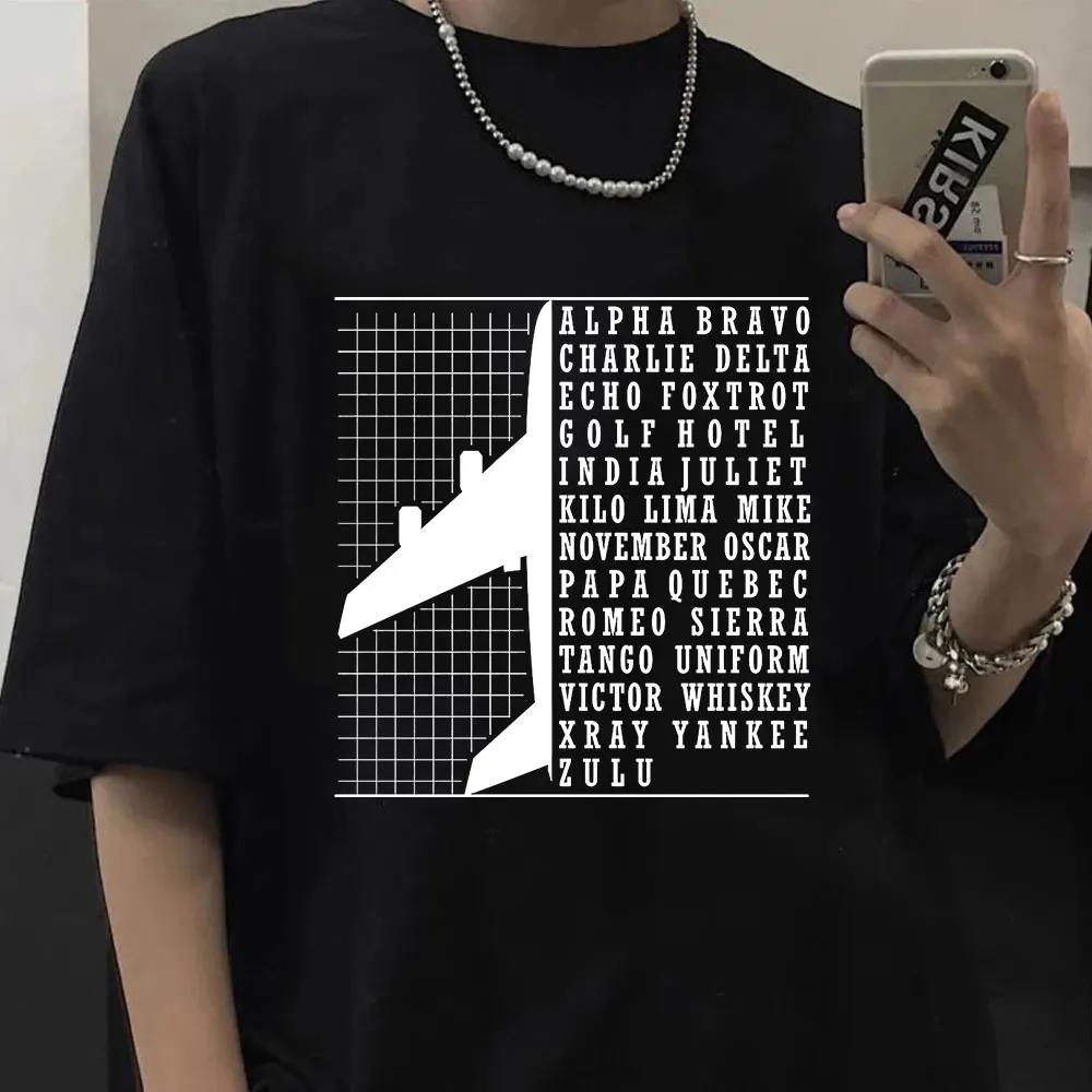

Phonetic Alphabet Airplane Pilot Flying Aviation Graphic Print T-shirt Men Women Oversized T-shirts Clothes Streetwear Tee Shirt