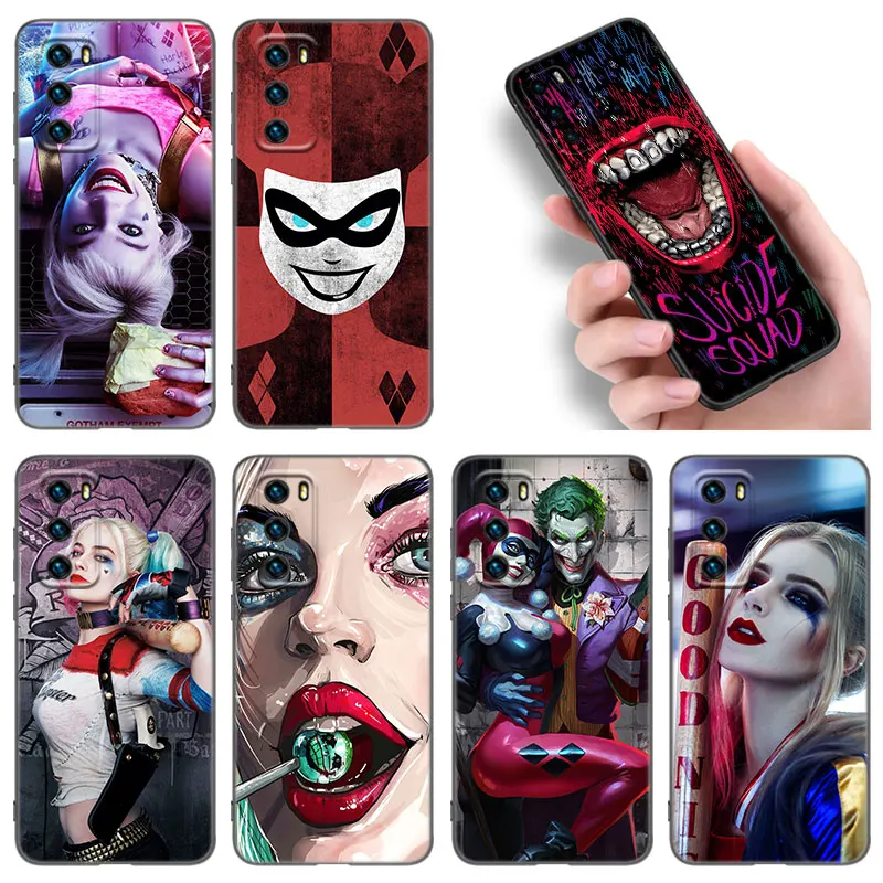 Suicide Team Queen Phone Case For Huawei P8 P9 P10 P20 P30 P40 Lite E P50 P Smart Pro Z S 2018 2019 2020 2021 Soft Black Cover
