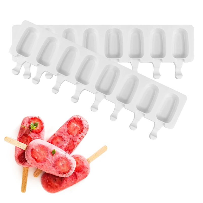 

4/8 Cavity Big Oval Silicone Popsicle Mold For DIY Cake Dessert Jelly Pudding Ice Cream Cube Tray Bakeware Pan Decorating Tools