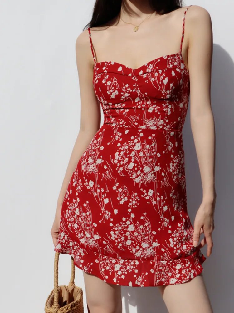 

Модное платье WOMENTAGA в уличном стиле с красным низом и белым принтом, облегающее платье на бретельках, новинка 2022, женское праздничное платье ...