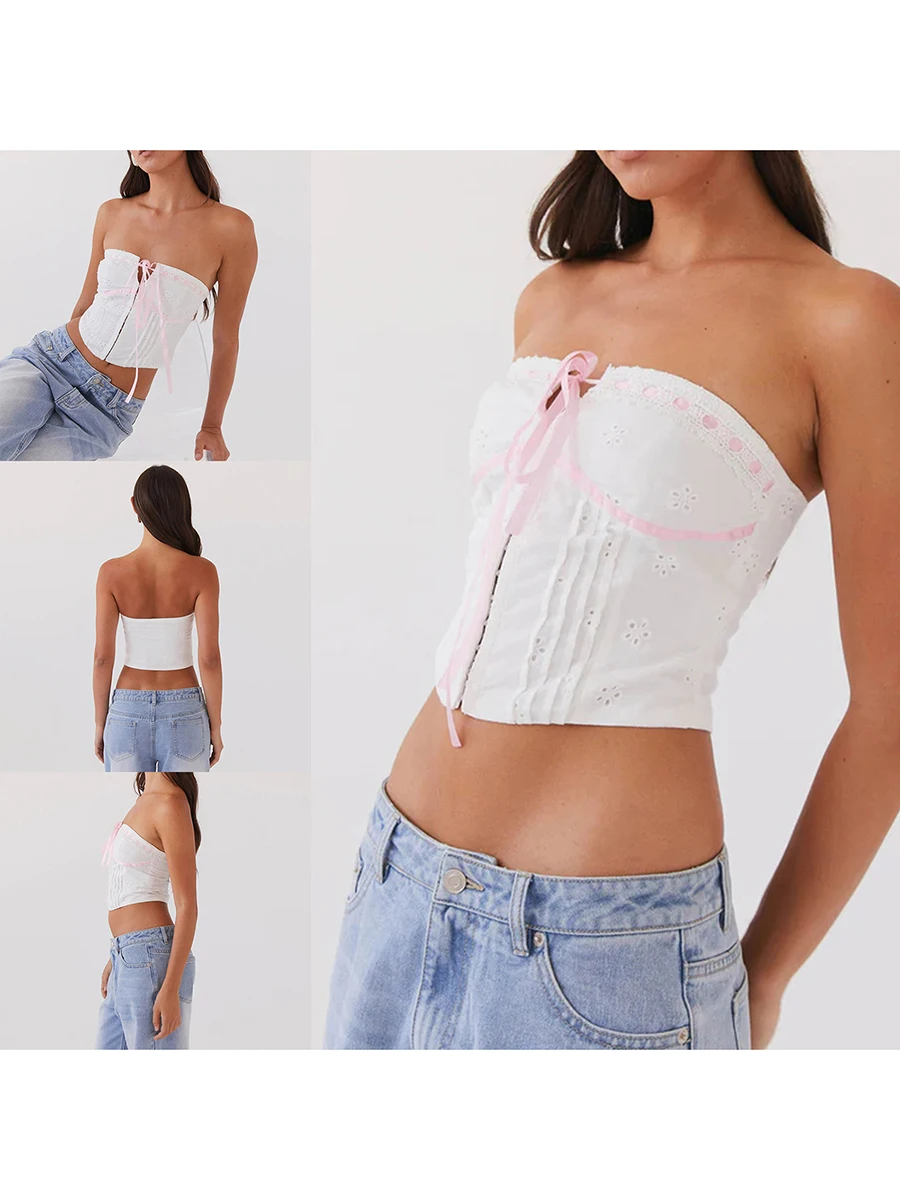 Женские летние топы без бретелек с крючком и петлей