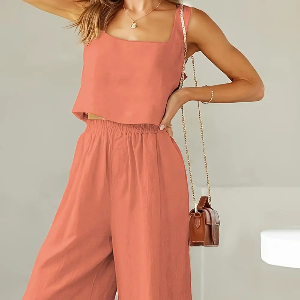 Женский летний комплект из 2 предметов жилет и брюки Свободный Топ без рукавов с