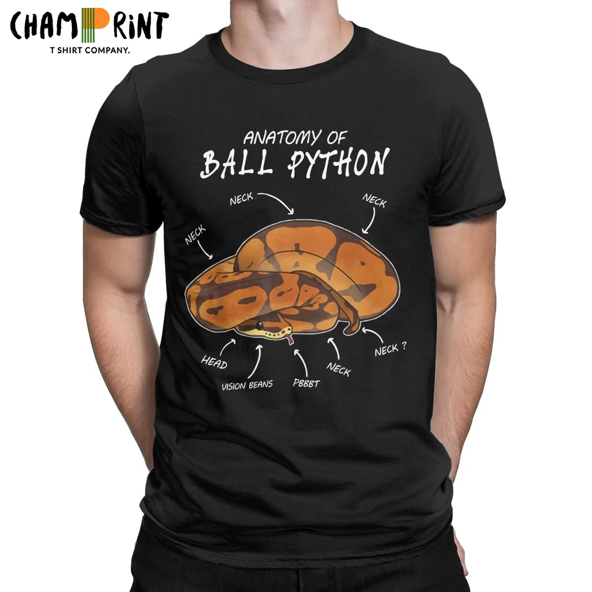

Мужские футболки с рисунком анатомии мяча питона, забавная футболка со змеиным рептилием, футболки с коротким рукавом и круглым вырезом, Хл...