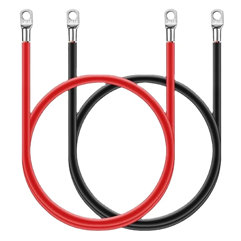 2pcs 50cm Copper Wire Battery Connect Cable Terminal Kit 5AWG 16 Square Battery Connection Cable Cord with Lug