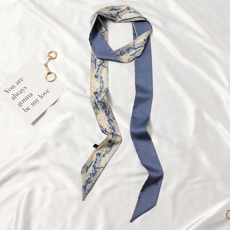 2M Long Scarf Luxury Brand Retro Chinese Elements Bow Satin Silk Scarf For Women Hair Band Female Braided Dress Belt Hats Ribbon