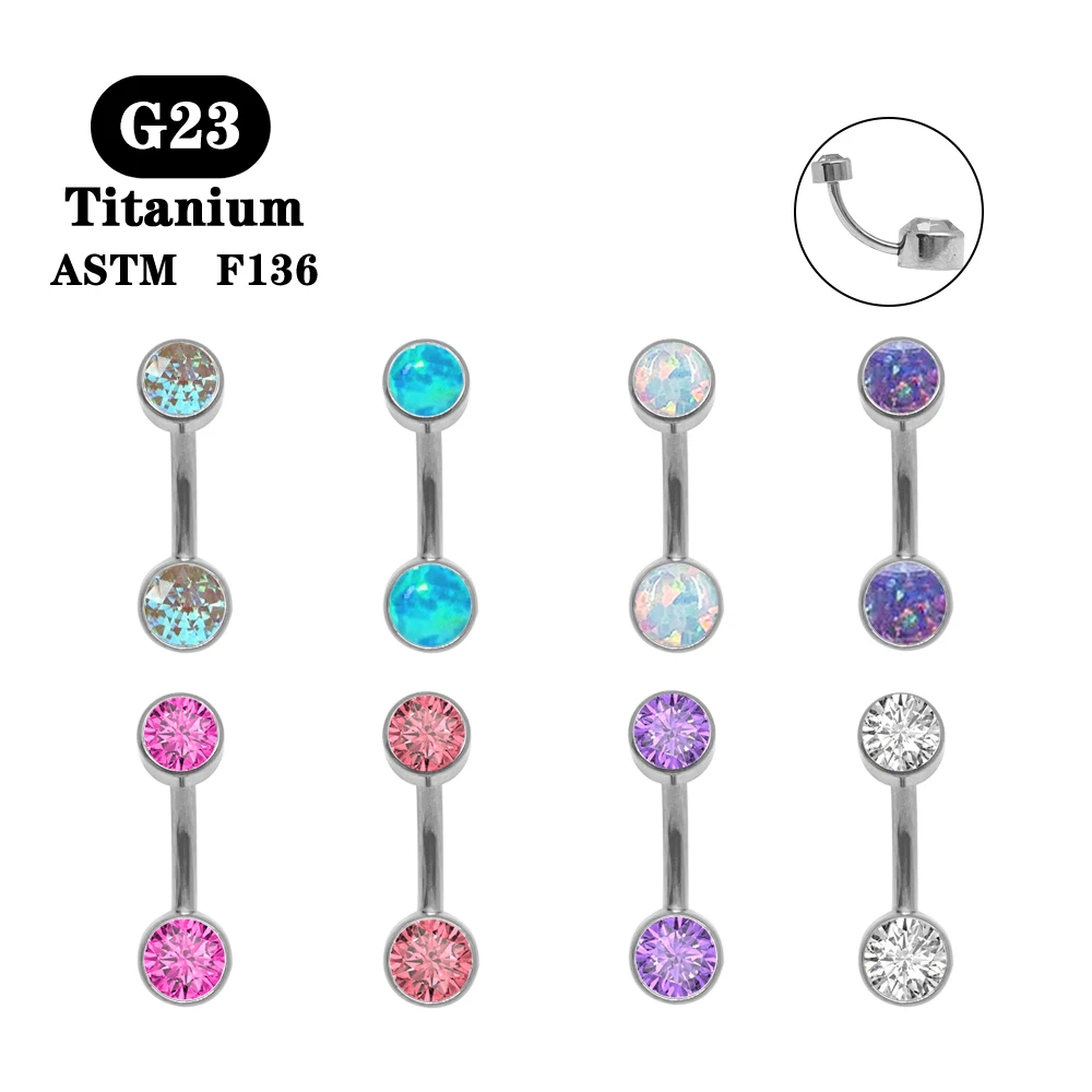 

G23 Titanium Piercing Thread Small Multiple Colors Opal Zircon Navel Bell Button Rings Body Belly Piercing Jewelry for Women