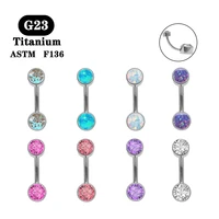 g23 titanium piercing thread small multiple colors opal zircon navel bell button rings body belly piercing jewelry for women