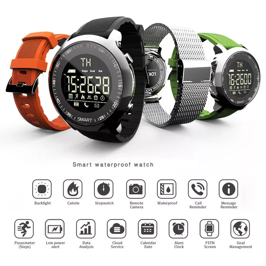 

Ex18 Men'S Smart Sports Watch Waterproof Luminous Pedometer Smart Fitness With Measuring Pressure Pulse Meter Tracker