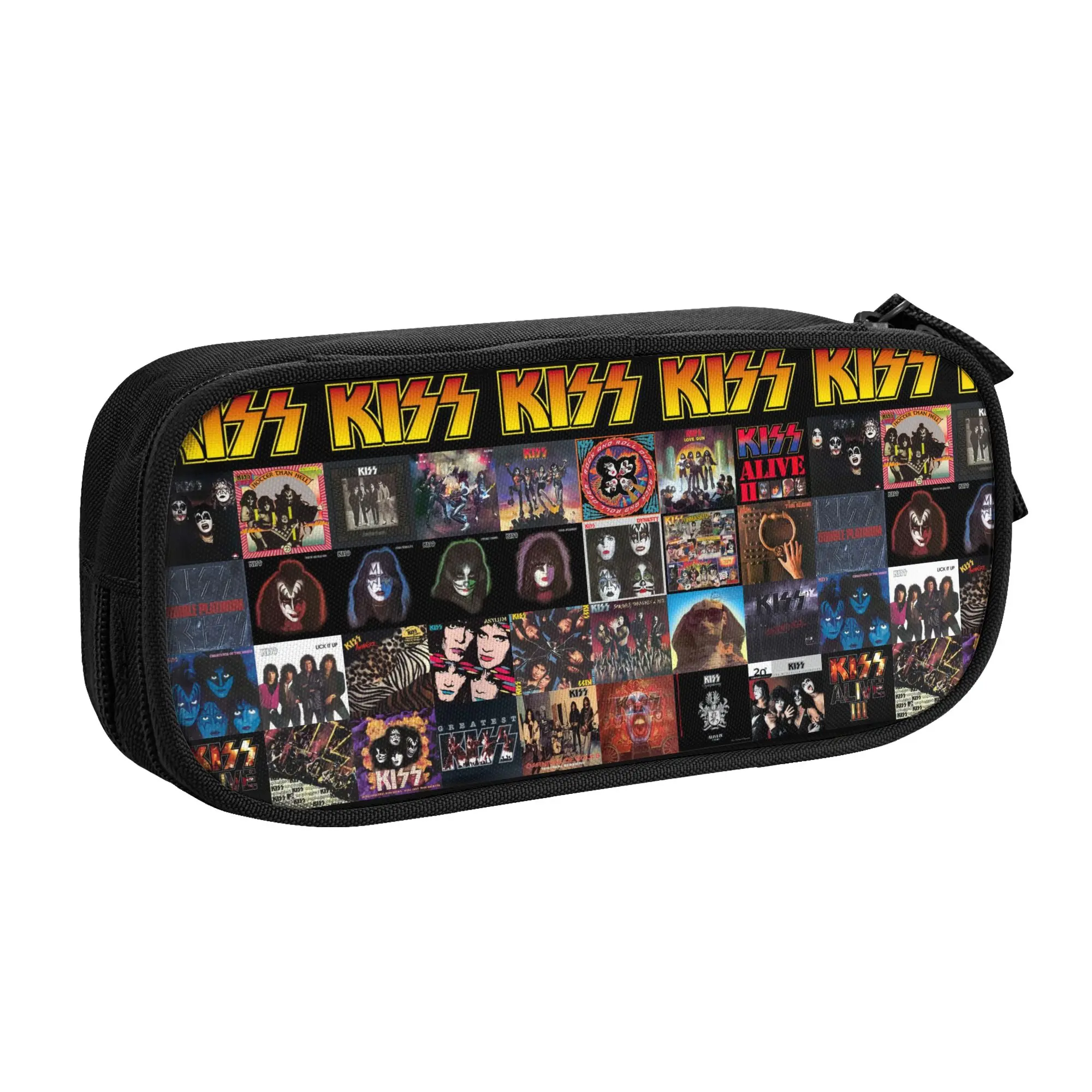 Фото Пенал для мальчиков и девочек KISSs Rock & Roll All Nite Party, вместительный, с изображением хэви-метал группы, сумка-коробка для ручек, школьные принадлежности №1