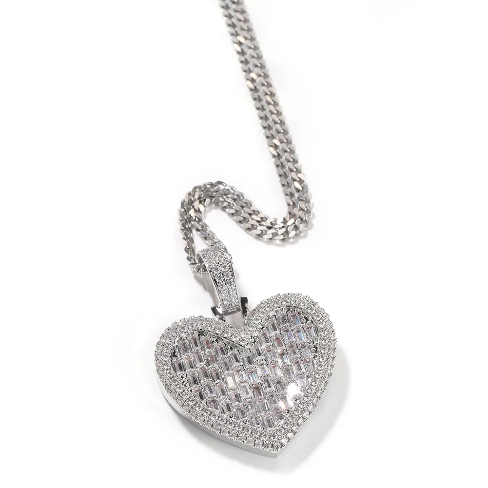 Фото Специальная форма сердца, полный циркон, Iced Out Bling, ожерелье с подвеской, Mirco Pave, зубец, модные ювелирные изделия в стиле хип-хоп BP227 №5