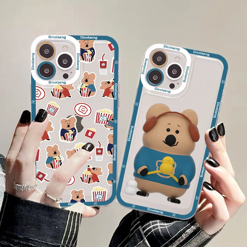 

Korea D-Dinotaeng Cute Phone Case For IPhone 11 12 13 14 Mini Pro Max XR X XS TPU Clear Case For 8 7 6 Plus SE 2020
