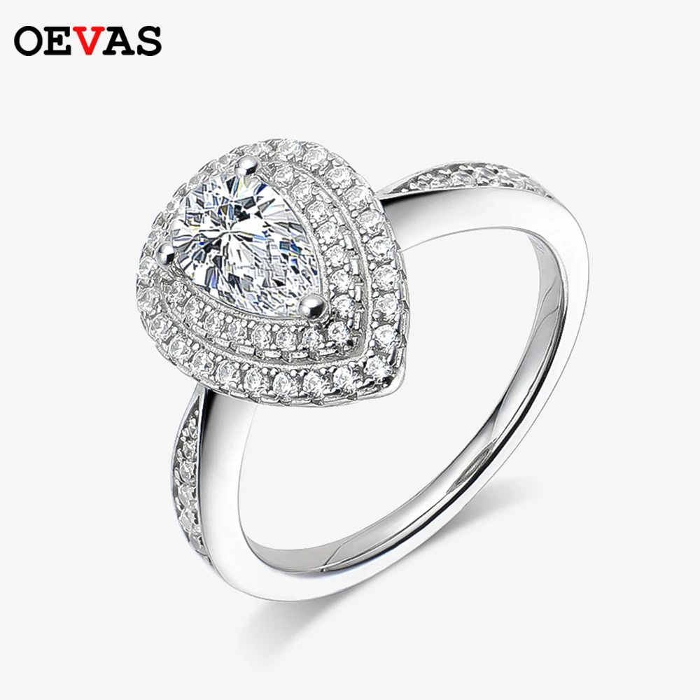 

OEVAS 100% S925 Sterling Silver 1 Carat Moissanite Ring For Women Wedding Engagement Brand Luxury Rings Fine Jewelry Gifts