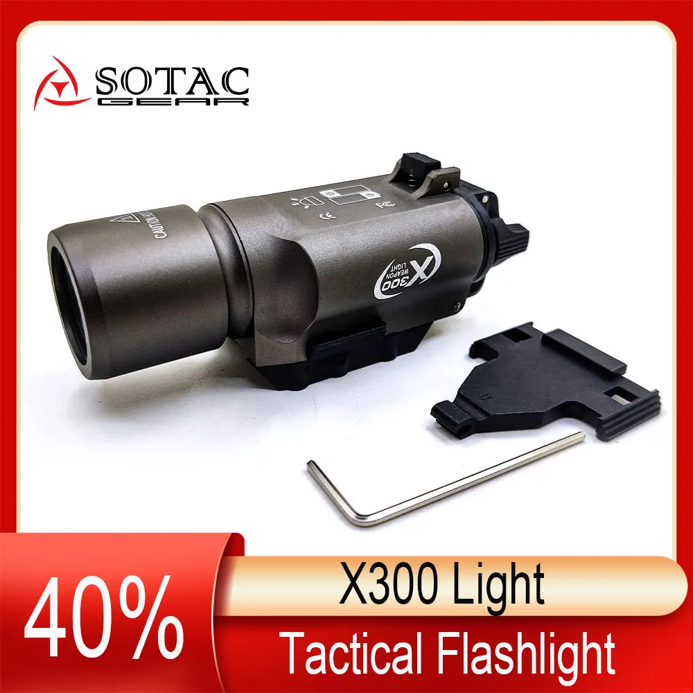 

SOTAC-GEAR Tactical X300 LED Weapon Light Flashlight Pistol Gun Rifle Picatinny 20mm Weaver Mount For Hunting Scope