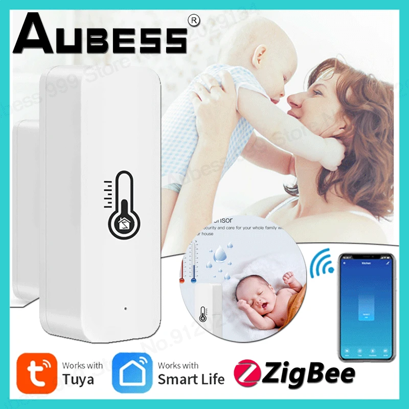 

Датчик температуры и влажности Tuya Zigbee, контроллер, внутренний гигрометр, термометр, работает с Alexa Google Smart Life Home