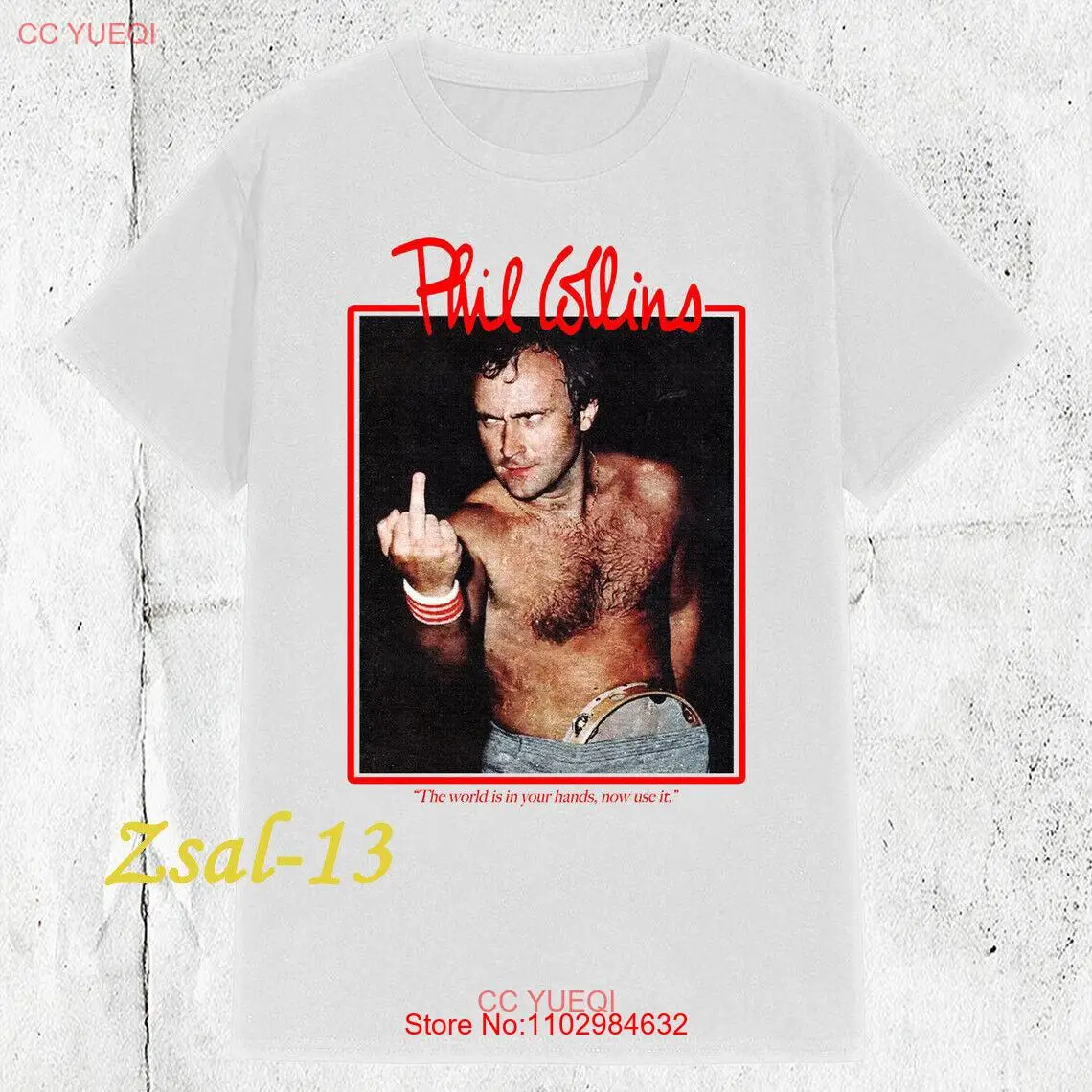 Винтажная белая футболка с Филом Коллинз 90-х годов DF64156