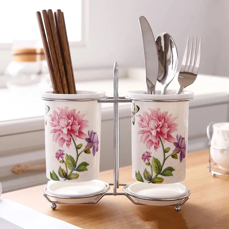 

Ceramic Chopsticks Storage Rack Chopsticks Barrel Tableware Draining Rack Organizer Storage Box Kitchen Accessories