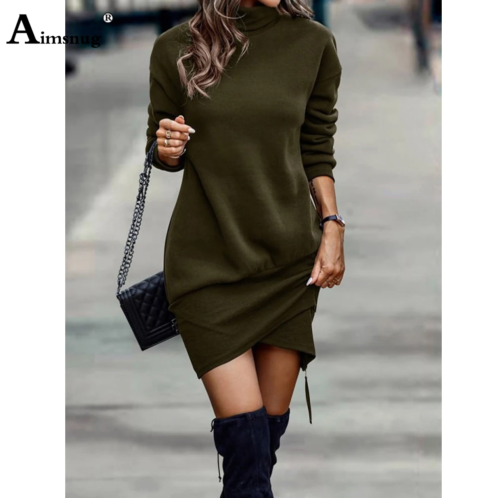 

Women Casual Short Mini Dress 2023 European Fashion Irregular Party Dresses Female Pile collar Knitted Dress Clothing Size S-3XL