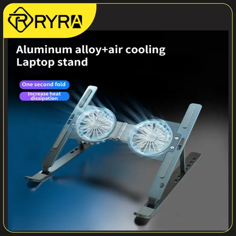 RYRA C9 Laptop Stand Holder With Cooling Fan Portable Foldable Aluminum Alloy Cooler Notebook Holder With RGB Light Accessories RYRA C9 Laptop Stand Holder With Cooling Fan Portable Foldable Aluminum Alloy Cooler Notebook Holder With RGB Light Accessories