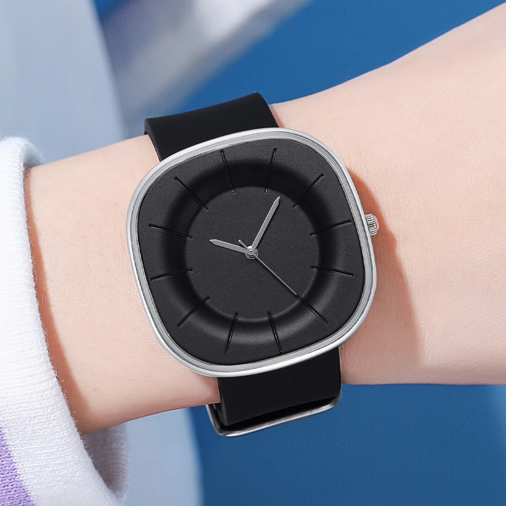 GEDI Fashion Minimalist Square Ladies Quartz Watches Simple 38mm Big Dial Silicone Strap Waterproof Sport Watch for Women Girls