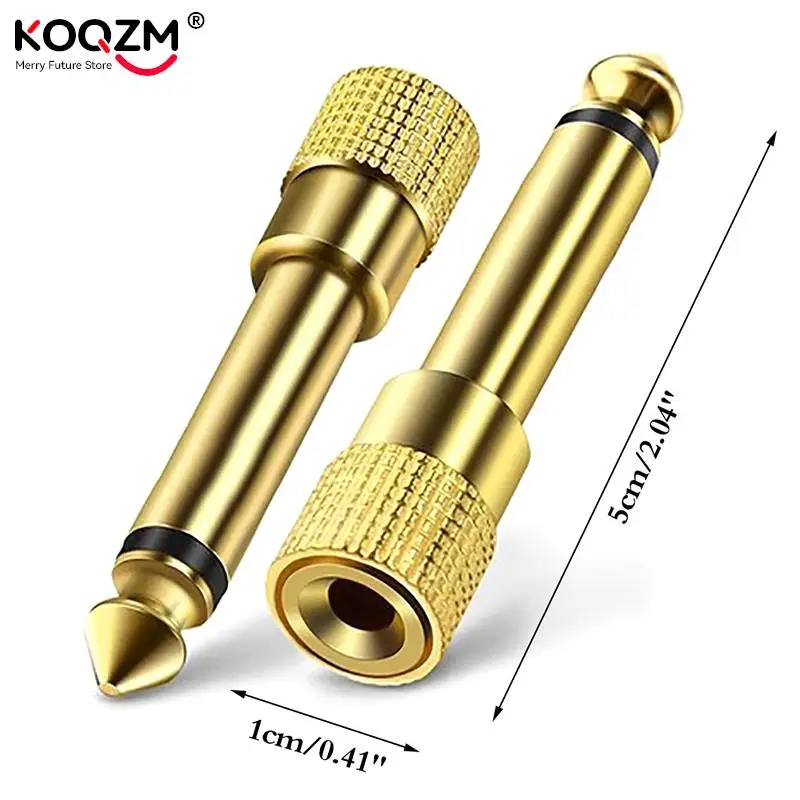 

Gold 6.3mm 1/4" Male Plug to 3.5mm 1/8" Female Jack Stereo Headphone Audio Adapter Home Connectors Adapter Microphone