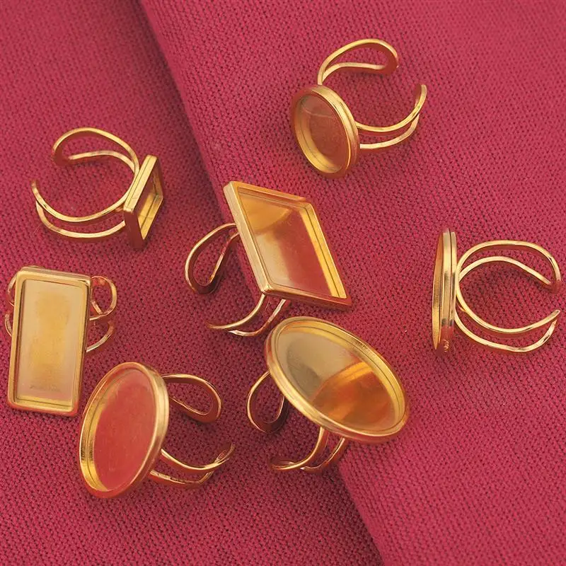 Модное Золотое Открытое кольцо из нержавеющей стали 2 шт./партия плоское пустое