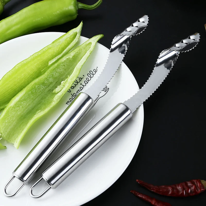 

Cayenne Pepper Corers Stainless Steel Serrated Seed Remover Kitchen Tool Vegetable Fruit Gadget Tools Cutter Slicer Chilli Tools