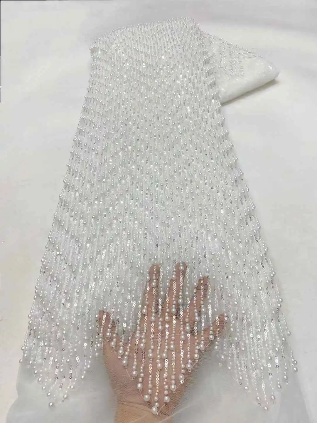 2025 роскошная кружевная ткань ручной работы расшитая бисером высокое качество